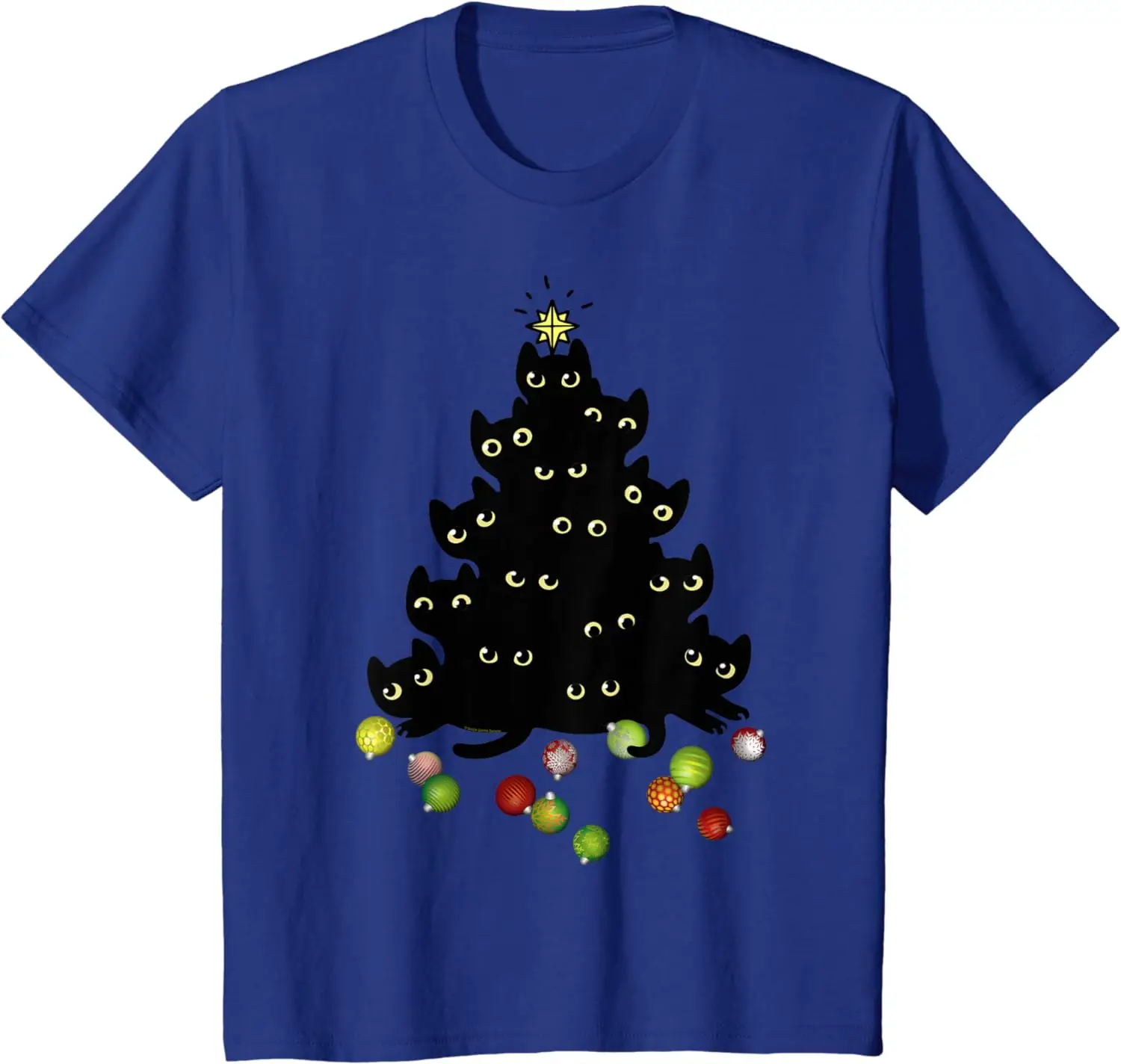 

Cat Lovers Cute and Funny Holiday Tree Christmas T-Shirt for Men Women Black Cat Pattern Casual Four Seasons Daily Tshirt