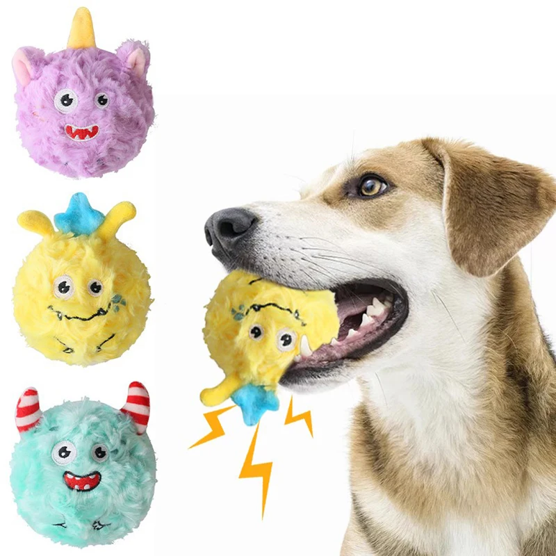 

Plush Dog Toys Squeaky Dog Chew Balls 2 In1 Funny Puppy Ball Toys for Small Medium Dogs Intelligence Dog Treat Ball