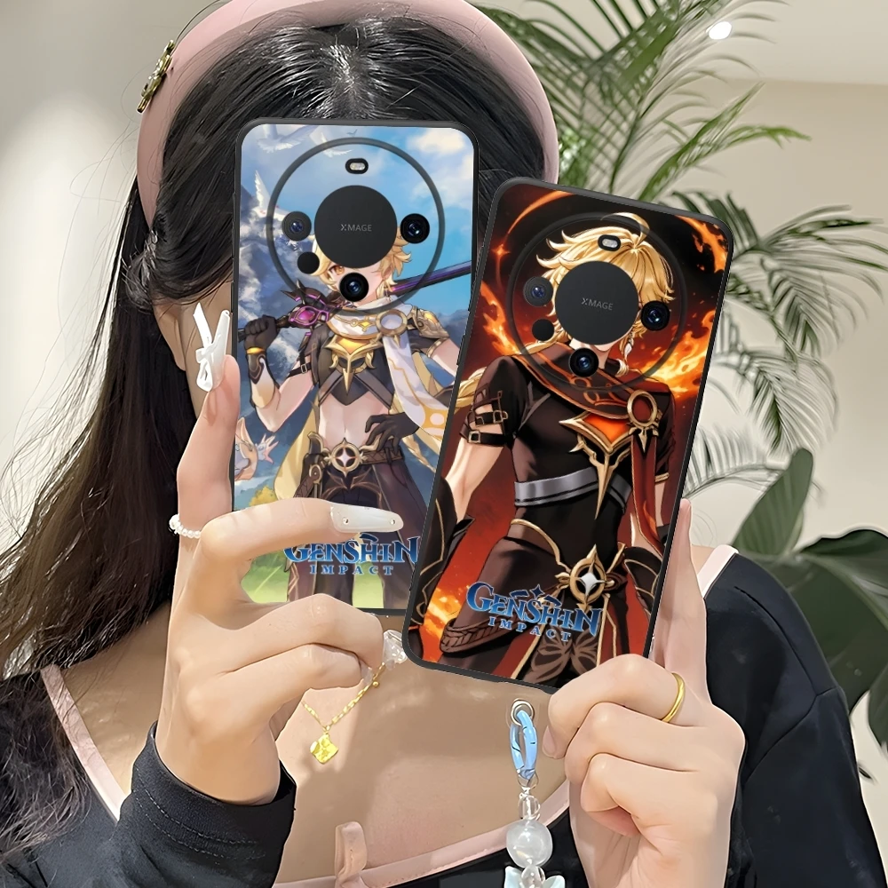 Чехол для мобильного телефона Genshin Impact Aether Huawei Mate 60 50 40 30 20 10 Pro Plus Lite E 5G черный
