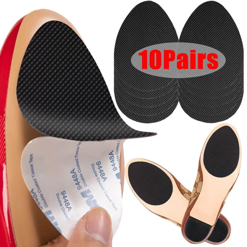 10Pairs Wear-Resistant Non-Slip Shoes Mat Self-Adhesive Forefoot High Heels Sticker High Heel Sole Protector Rubber Pads Cushion
