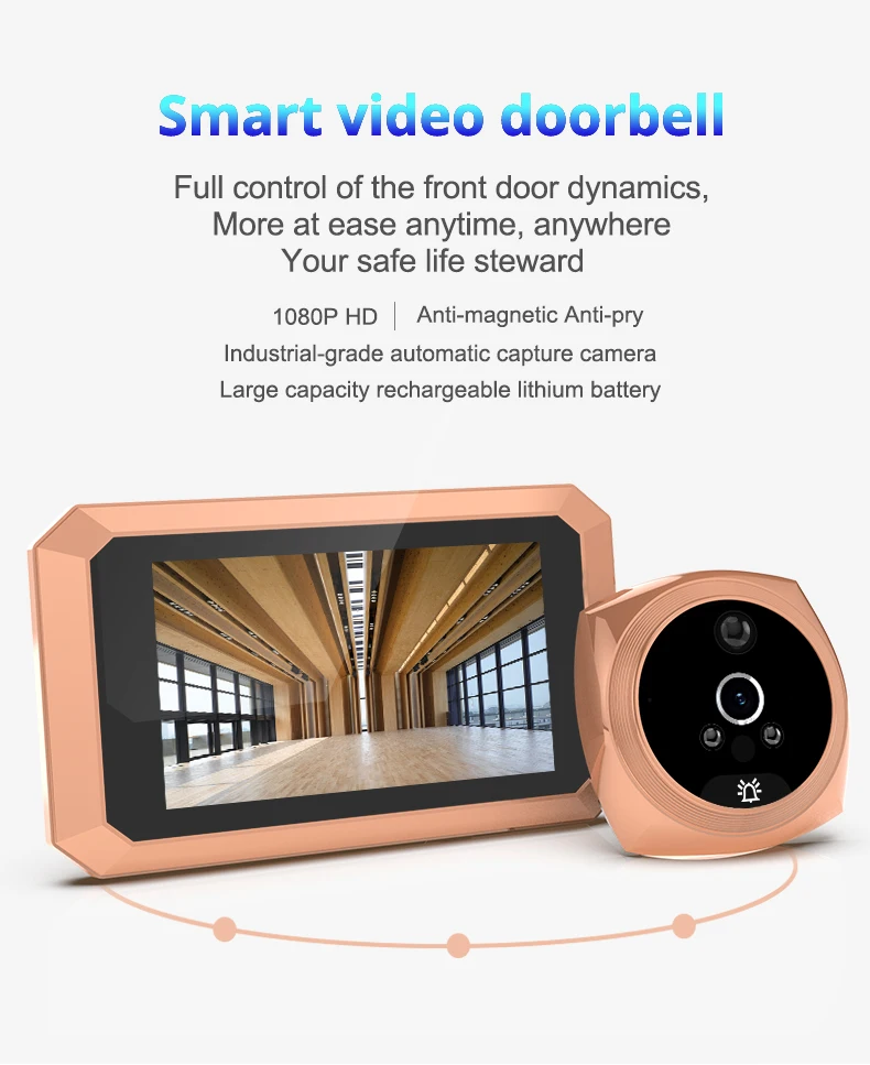 

3.5 Inch Multi-function Peephole Intelligent Visual Doorbell Door Phone Alarm Security Cam Wireless Call Intercom Video-Eye P01
