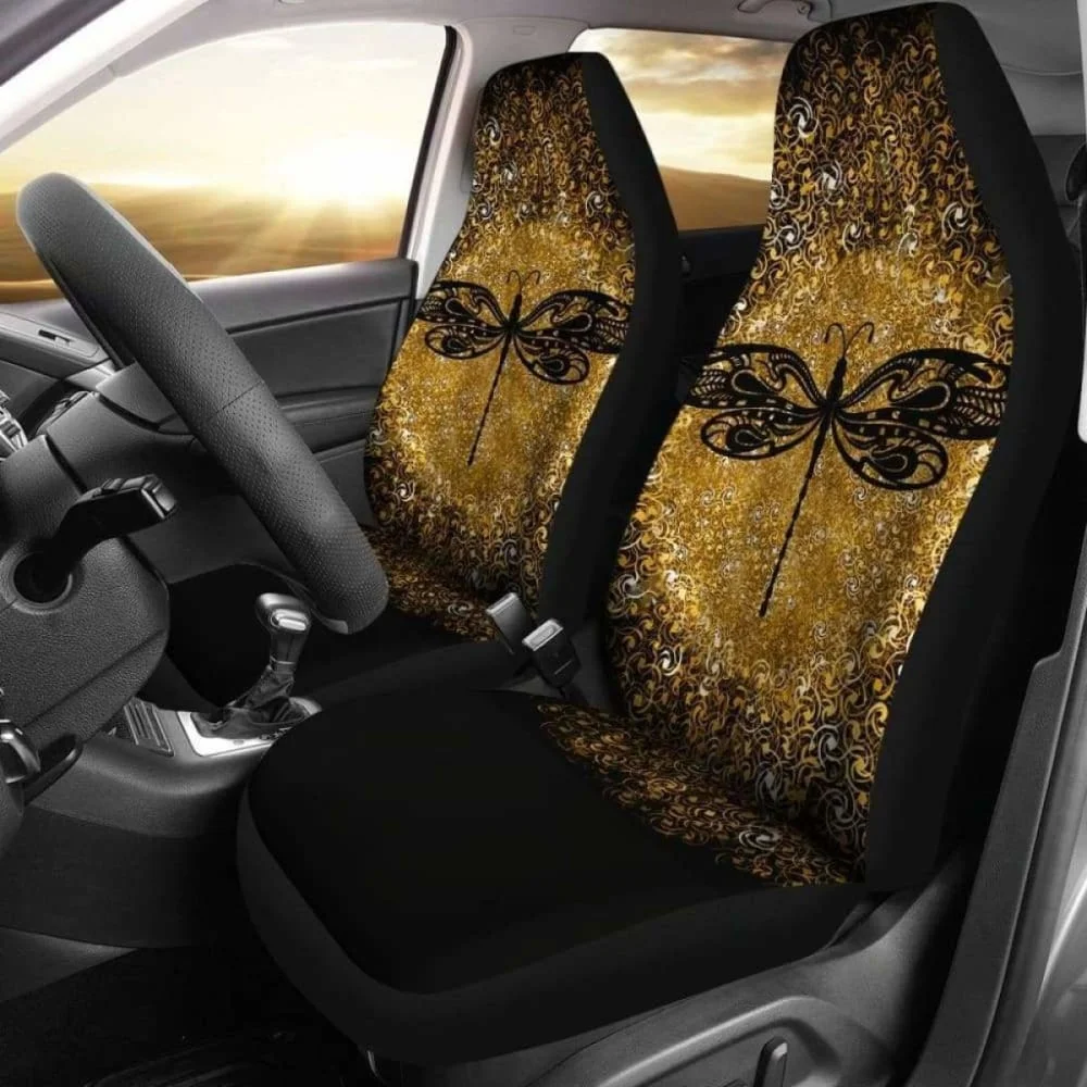 

Dragonfly Zen Gold Car Seat Cover Pack of 2 Universal Front Seat Protective Cover
