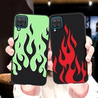 case for samsung galaxy a12 funda a52 a52s a33 5g a51 a53 a31 a32 a21s a71 a70 a72 fashion flame pattern black painted cover