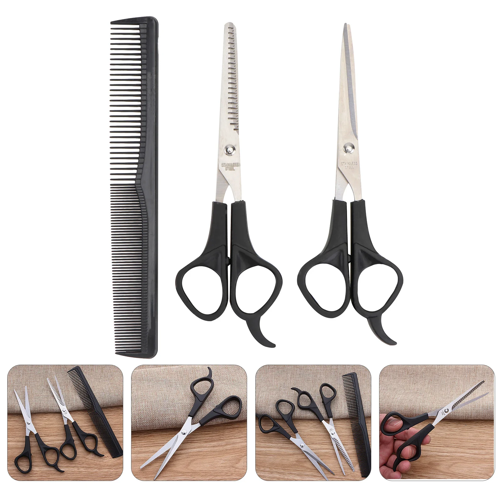 

Hair Scissors Cutting Thinning Scissor Shear Hairdressing Shears Barber Set Comb Stainless Steel Flat Combs Women Stylist