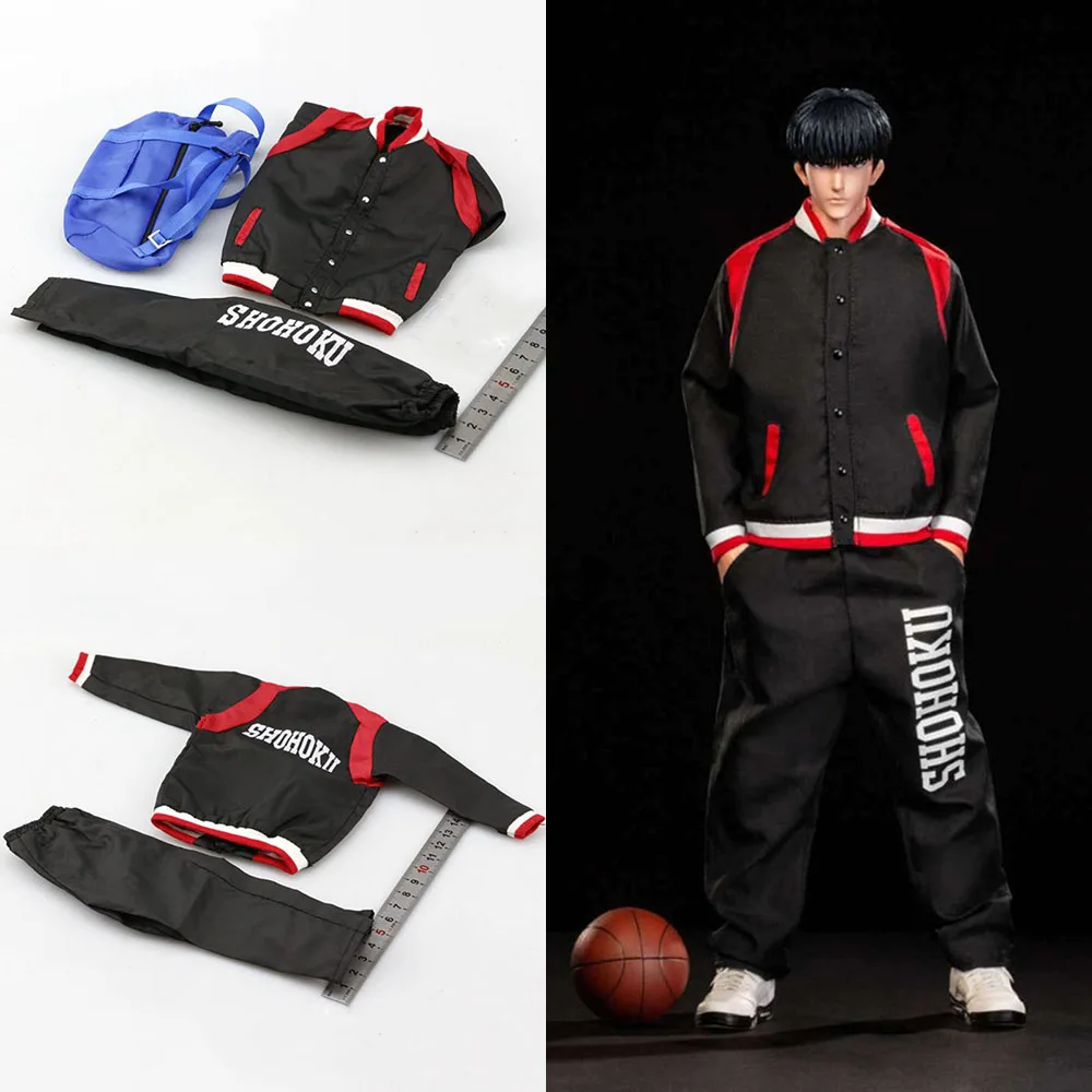 

F001 1/6 Slam Dunk Xiangbei Hanamichi Sakuragi Basketball Training Suit Printed T-Shirt Bag Set Accessory for 12" Action Figure