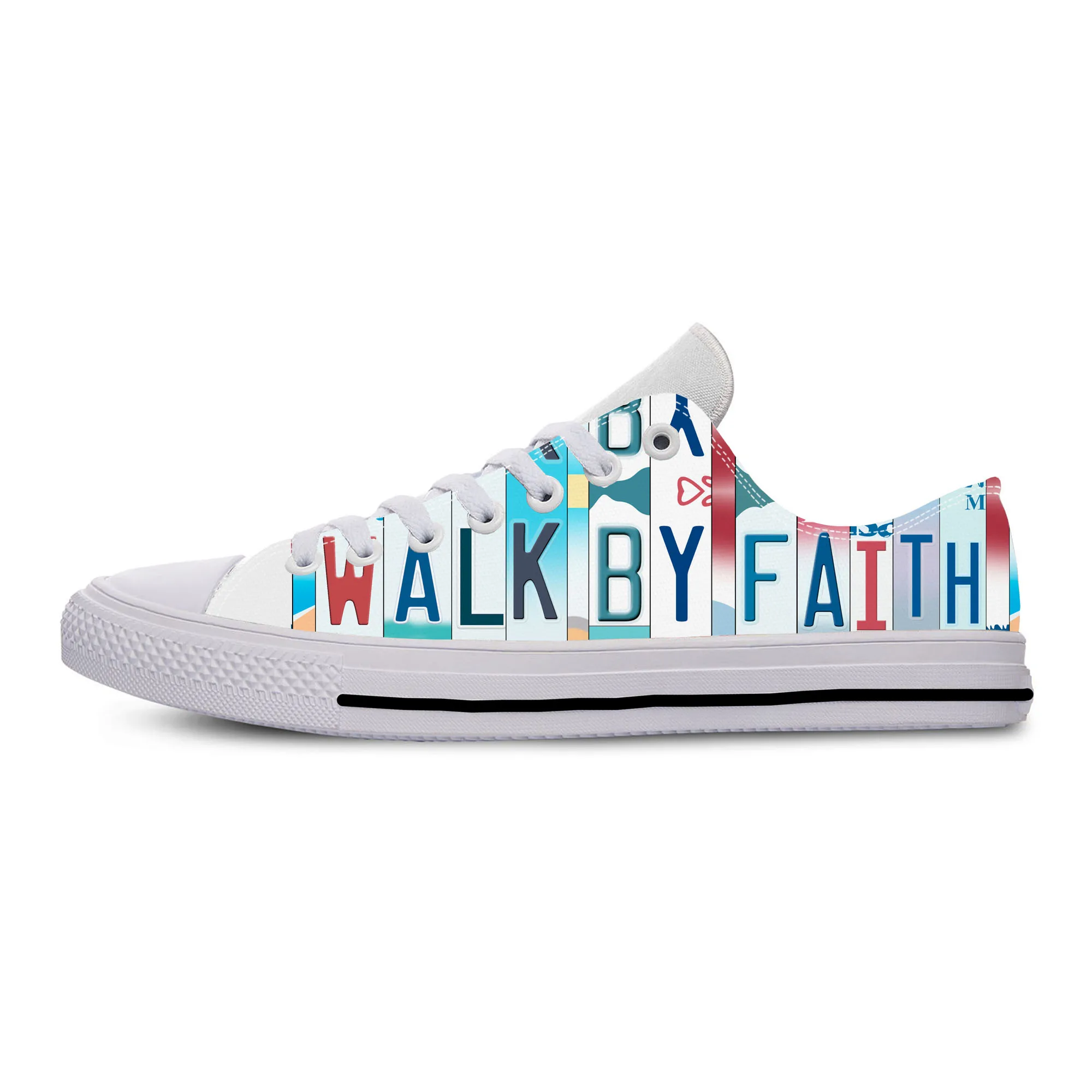 

Низкие кроссовки Walk By Faith для мужчин и женщин, повседневная холщовая обувь для подростков, дышащая легкая обувь для бега с 3D принтом