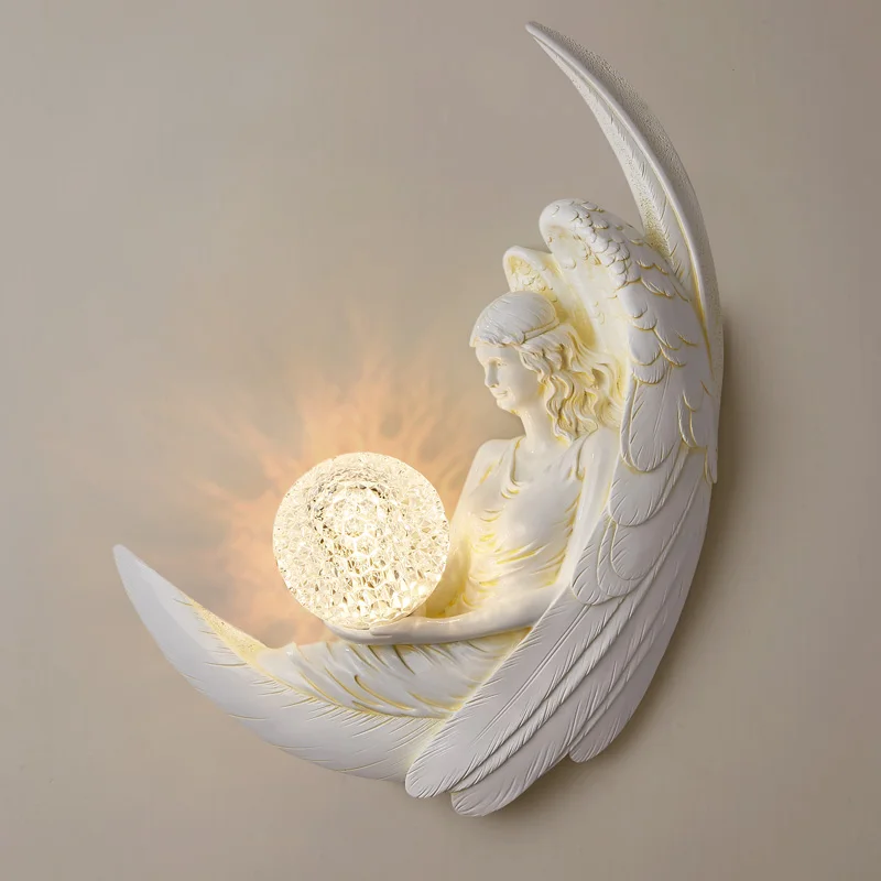 

Angel Girl Wall Lamp Art Sconce for Bedroom Living Room Wall Mirror Lights European Modern Indoor Lighting Fixtures Home Decor