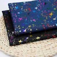 ibows denim fabric foil star printed sheets for children dress making diy home decor sewing patchwork crafts material 45150cm