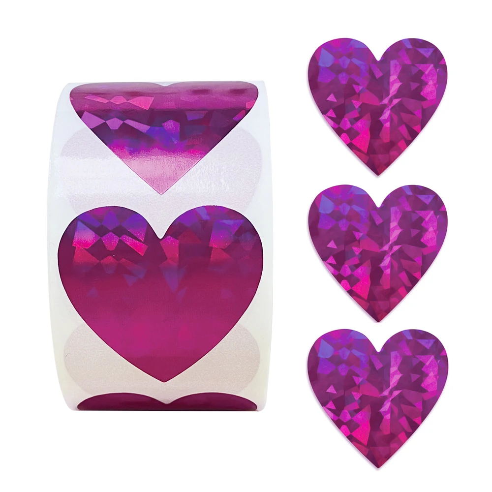 

500 шт. лазерные наклейки в форме сердца на День святого Валентина, Золотые сверкающие этикетки-конверты, украшения для свадебной вечеринки, ...