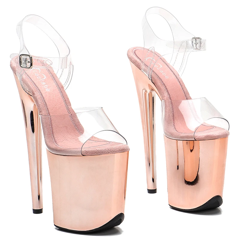Leecabe   PVC Uppre New  color high heel sandals 20cm sexy model show shoes and pole dancing shoes