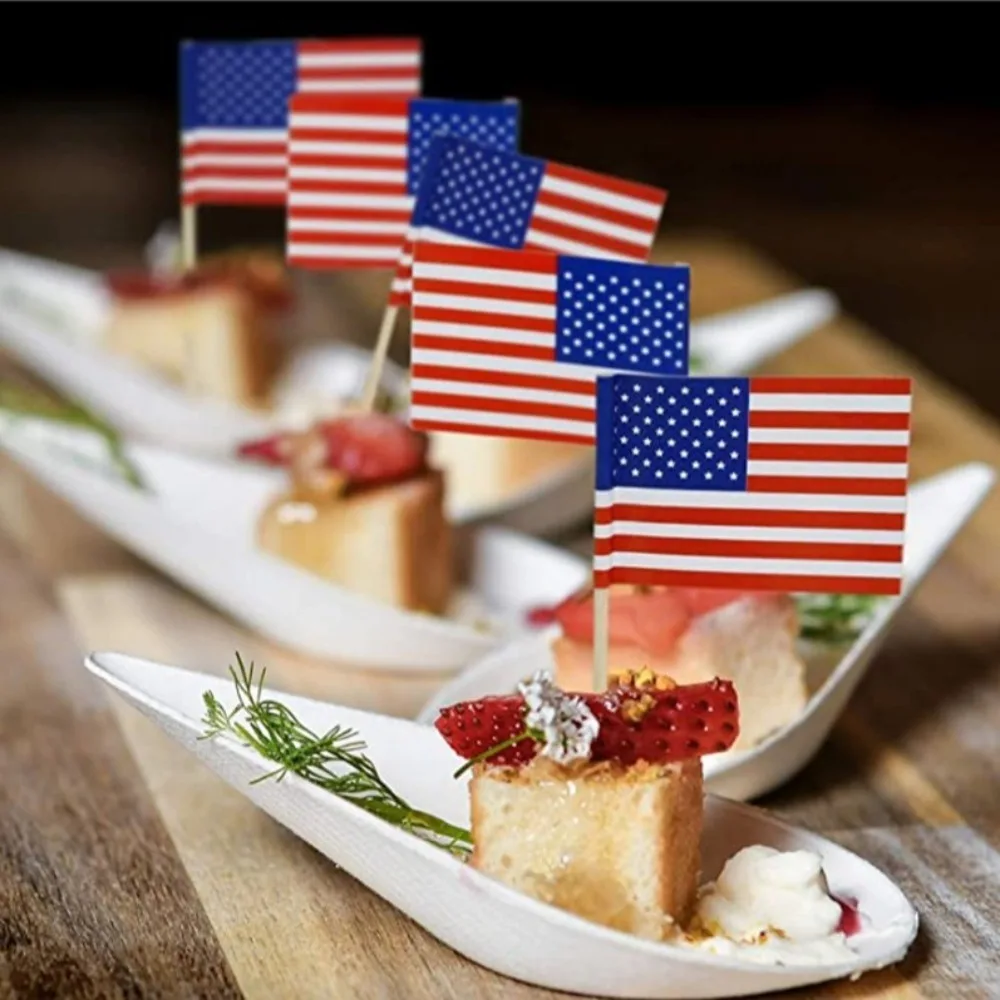 

For Cocktail Party Cake Decoration Kitchen Supplies American Flag Food Picks Fruit Forks Toothpicks Cupcake Decoration