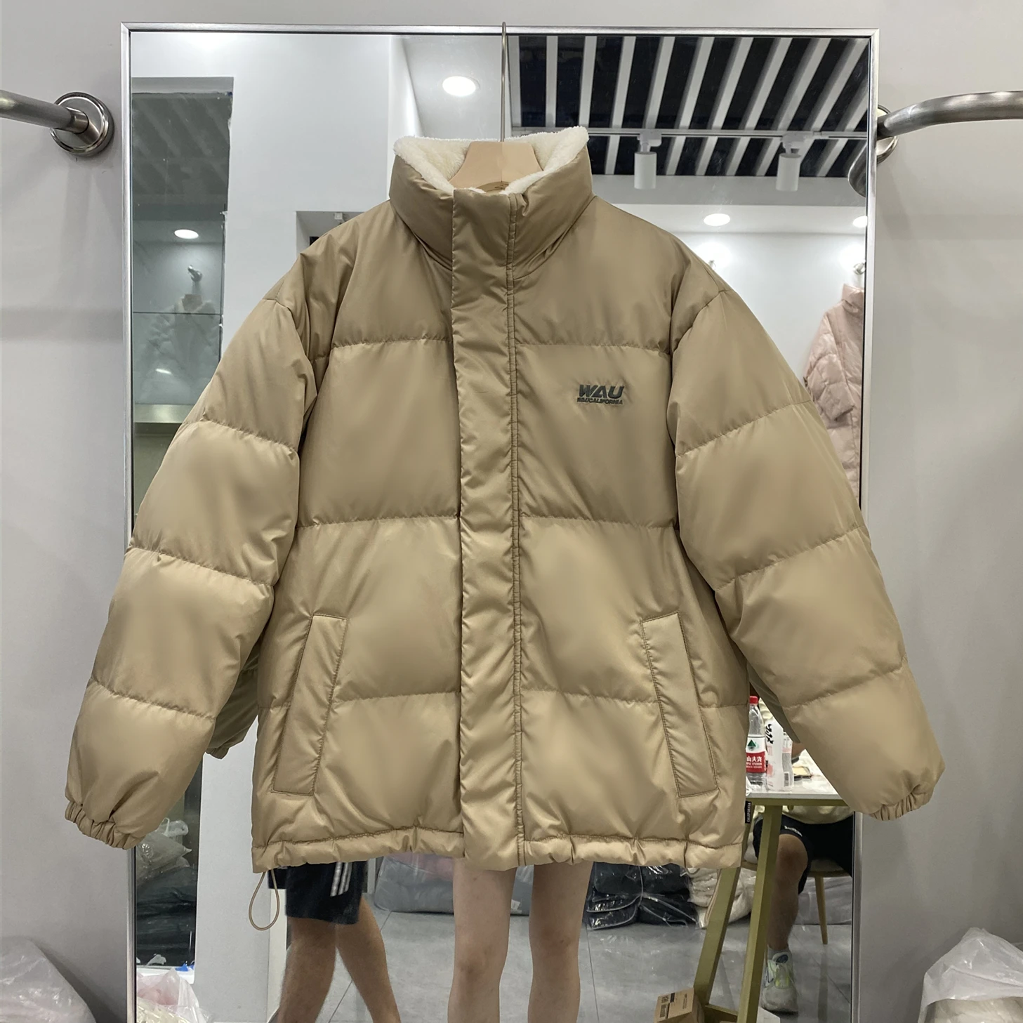 Khaki Double-Sided Down Jacket Women's White Winter Lamb Wool Coat Plush Thickened Warm Reversible Woman Coat Parka 2023 Winter