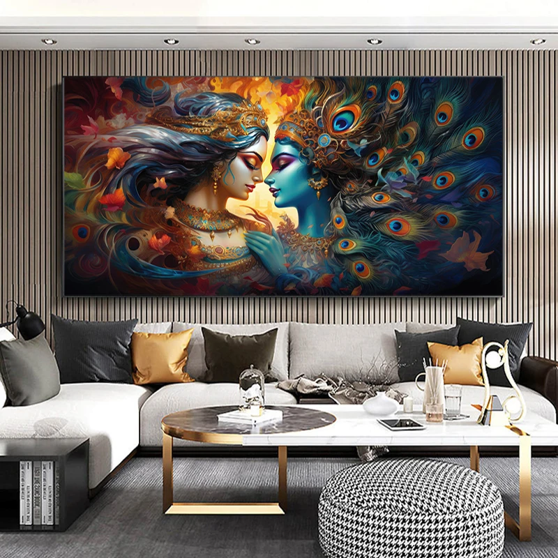 1 шт. абстрактные постеры и принты Radha Krishna Настенная картина для гостиной