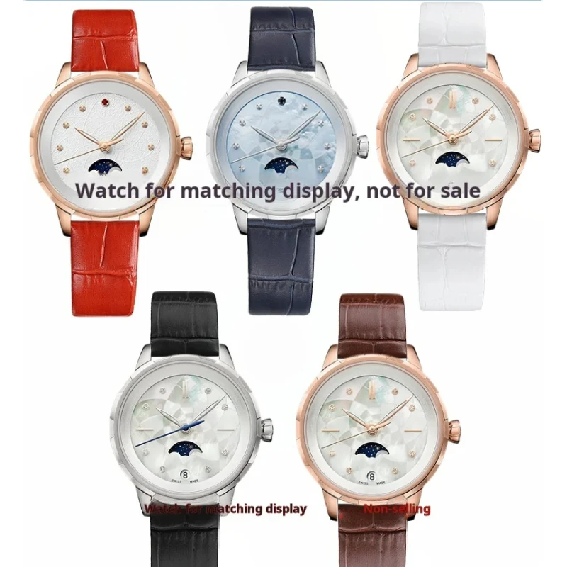 Фото Для Longines Swarovski Gucci Tissot 12 14 16 18 мм женский красный белый синий черный ремешок для часов из натуральной кожи тонкий ремешок для часов дермы №5