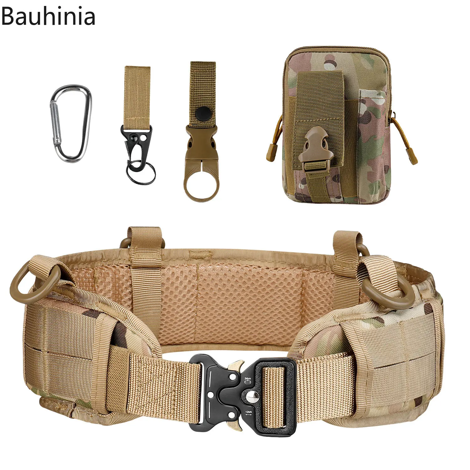 Bauhinia 125*3.8cm Thickened Nylon Outdoor Men's Tactical Belt Alloy Buckle Head Fashion Multifunction Waist Pack Set Jeans Belt