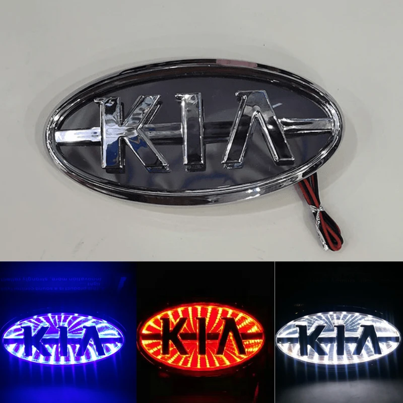 

For KIA K2 K3 K5 Ceed Cerato Oprius Soul RIO Sportage 3D Car Emblem Waterproof Led Light Badge Rear Trunk Decoration Accessories