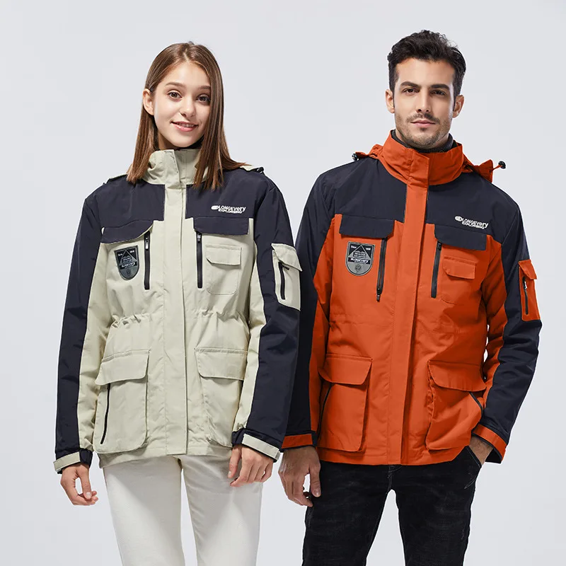 Jacket Men 3-in-1 Windbreaker Removable Women Ski Jacket Coat Outdoor Mountaineering Suit Snowboard Jacket Warm Ski Suit