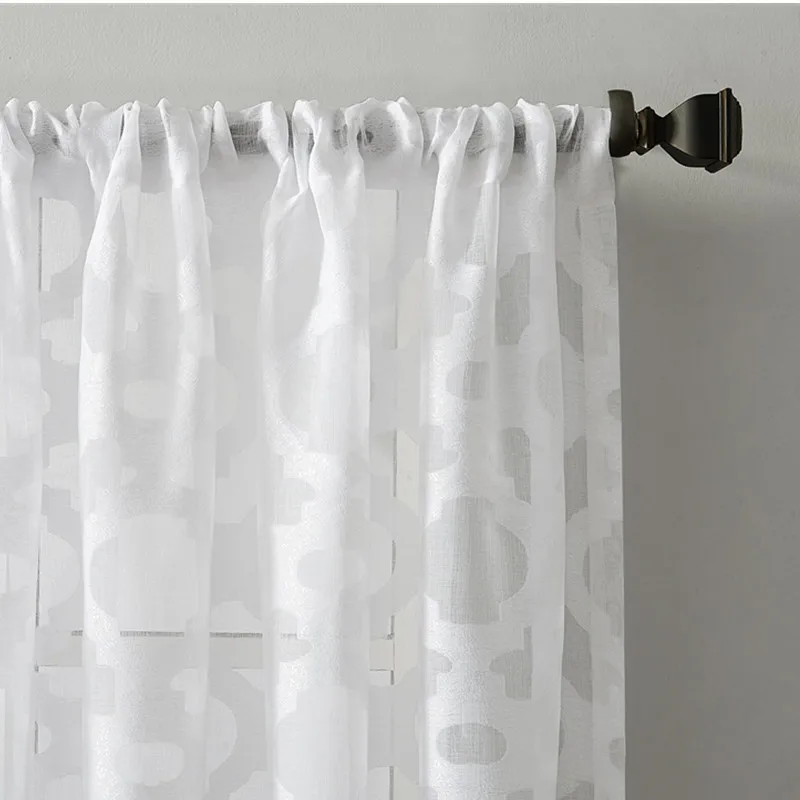 

Europe Tulle Flower Jacquard Curtains for The Living Room Bedroom Windows Backdrop Curtain