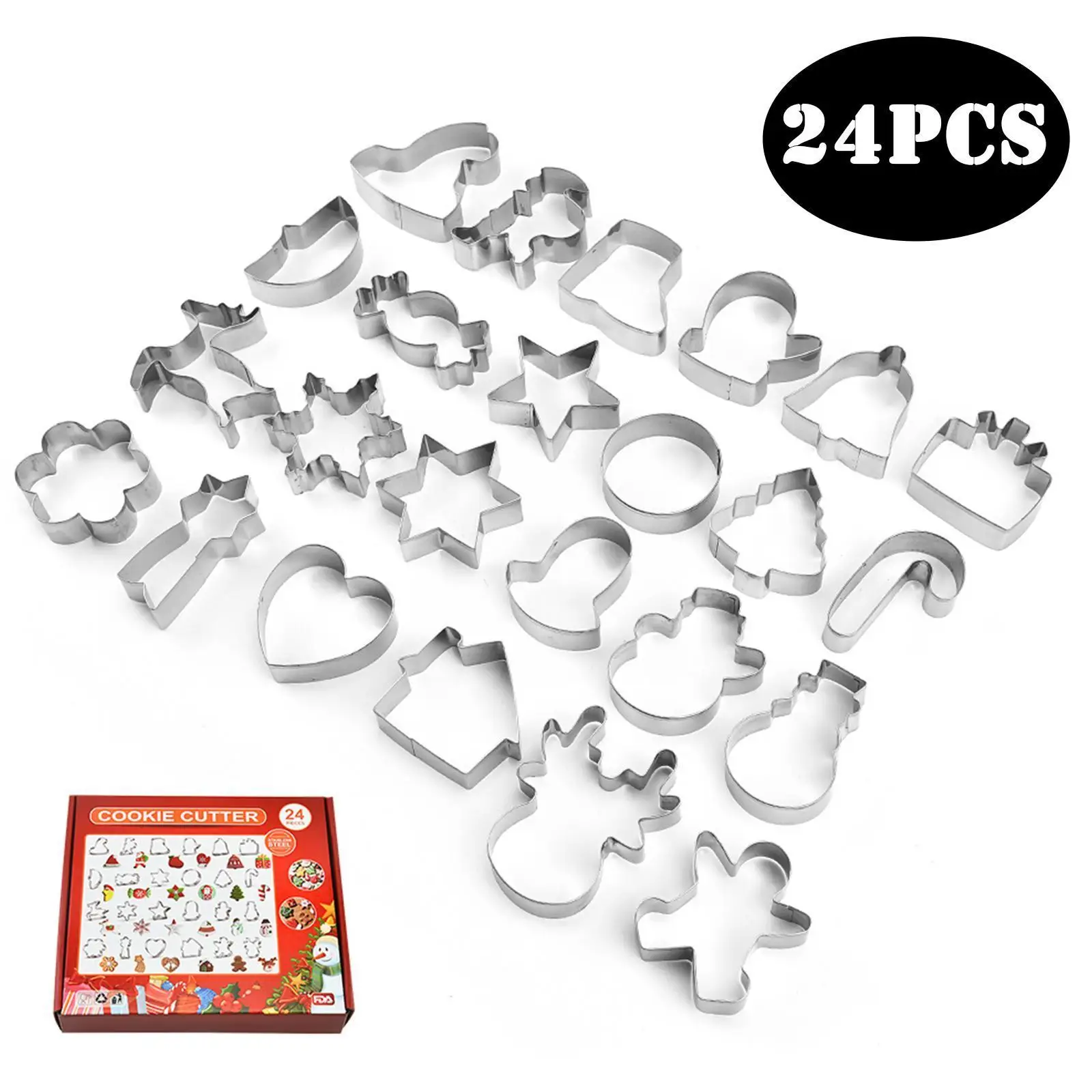 

Stainless Steel Biscuit Mold Christmas Cookie Cutter Tool Claus Santa Theme Mould Cake Snowflake Gingerbread Baking H7L8