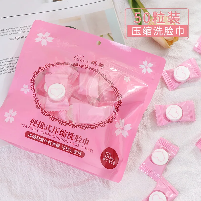 50PCS Mini Compressed Towel Disposable Capsules Towels Magic Face Care Tablet Outdoor Travel Cloth Wipes Paper Tissue
