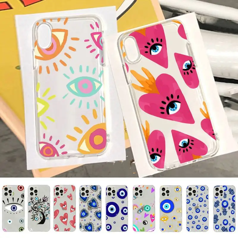 

Turkey Evil Eye Phone Case For iPhone 14 13 12 11 Pro Max Mini X Xs XR 6 7 8 Plus SE 2020 Transparent Case