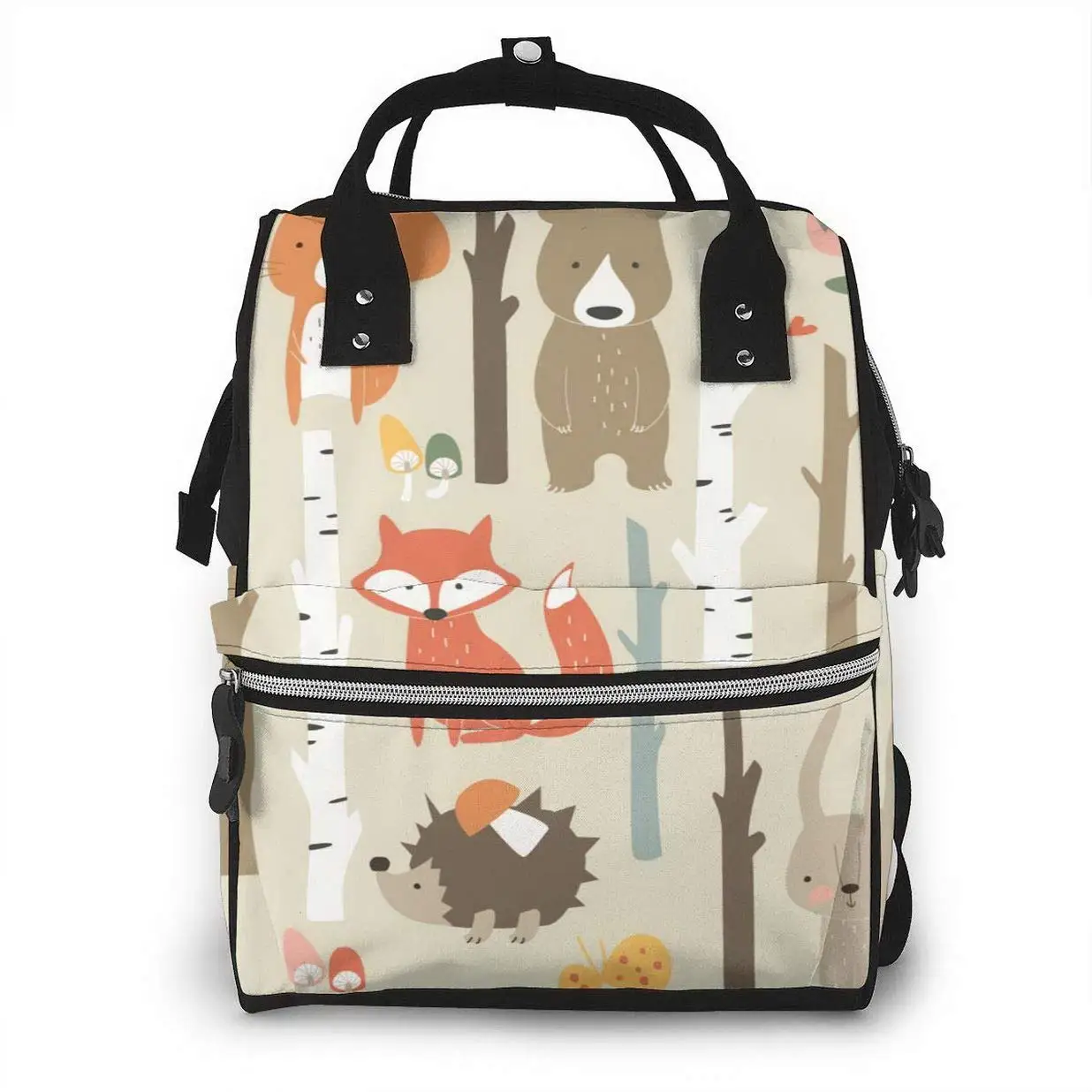 Forest Cute Fox Bear Animals Wildlife Diaper Bags Mummy Backpack Multi Functions Large Capacity Nappy Bag Nursing Bag Baby Care