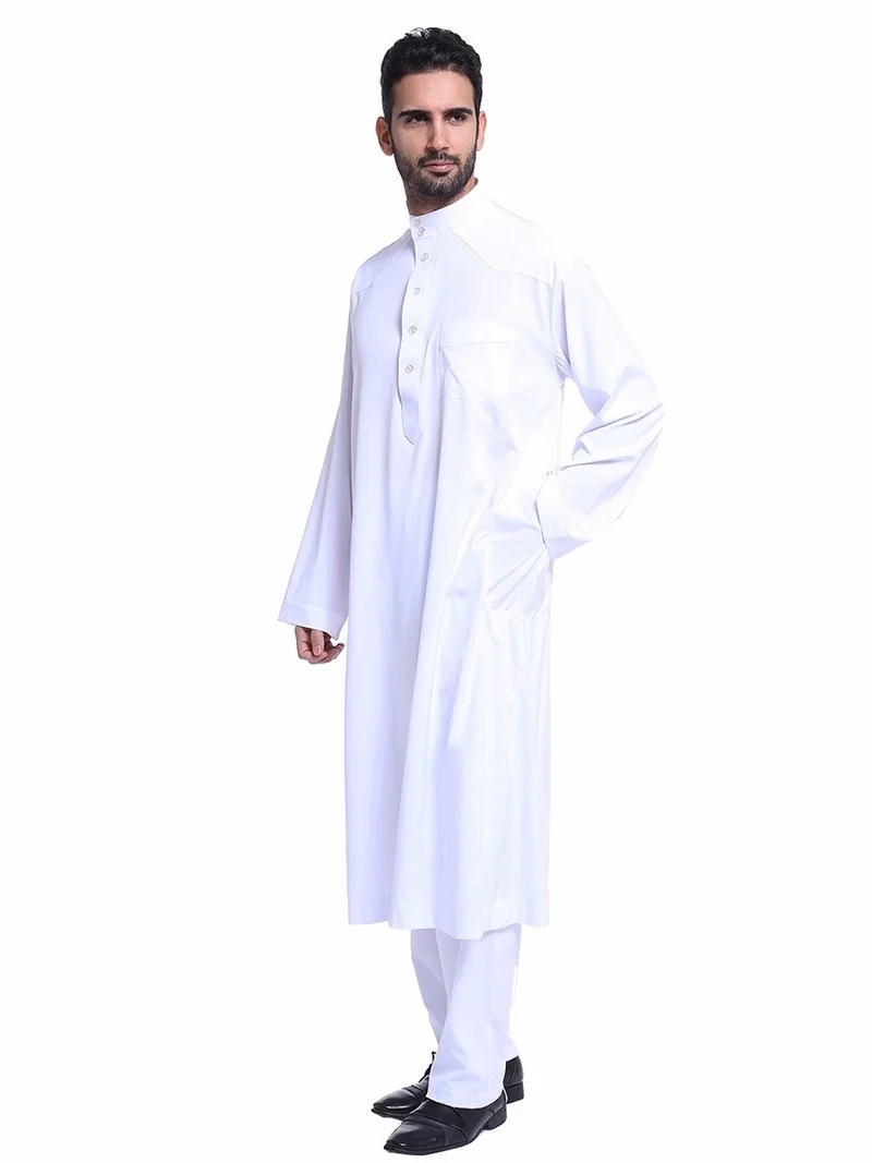 Muslim Robe Arab Men Thobe Ramadan Costumes Solid Arabic Pakistan Saudi Arabia Eid Turkey Abaya Male National Islamic Clothing
