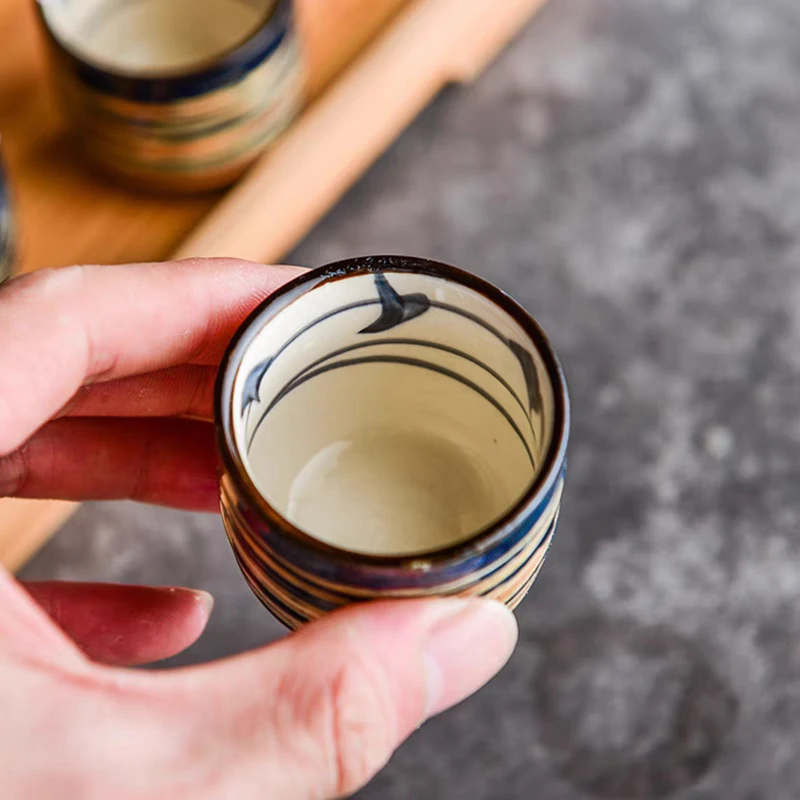 Синий фарфоровый набор Саки с 1 графином для сакэ 4 предмета керамических