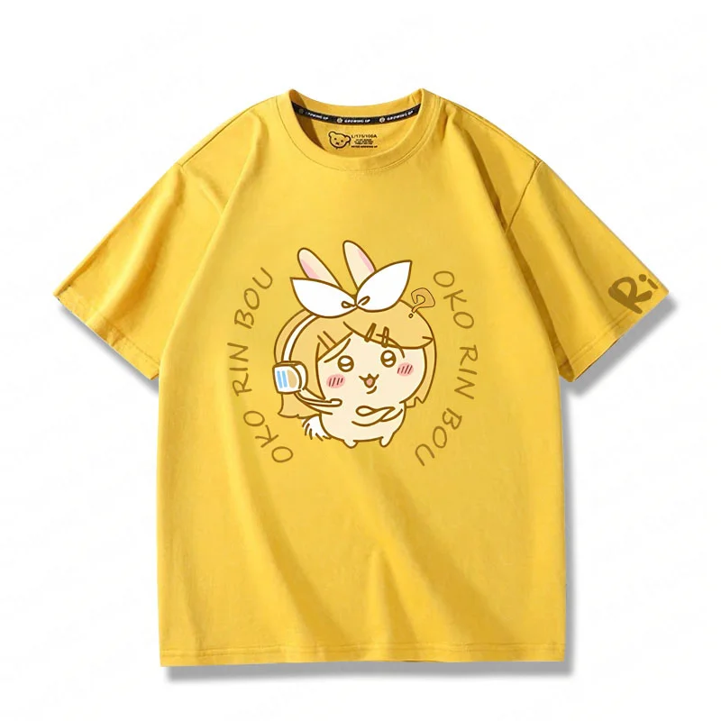 Chiikawa зеркальный звук двойной Звук с коротким рукавом футболка для мужчин и