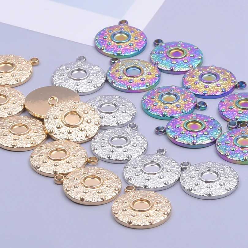 

Round Punk Charm Stainless Steel DIY Craft Fashion Earring for Women Pendants Accessories Jewelry Making Necklace Supplies 5pcs