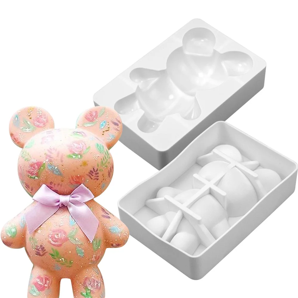 

Bear Chocolate Silicone Molds,2 Pcs Large 3D Tedddy Bear Mold with Mousse Cake,Dessert Baking,Jello,Gummy,Birthday,Candy Molds