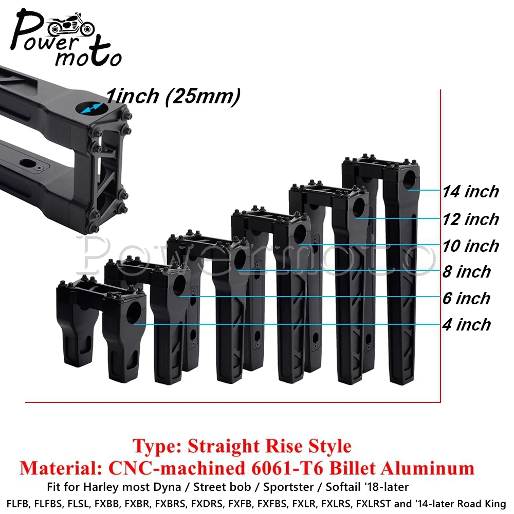 Мотоциклетные стойки руля 25 мм 4 &quot-14&quot прямой зажим для ручки Harley Touring Dyna Softail