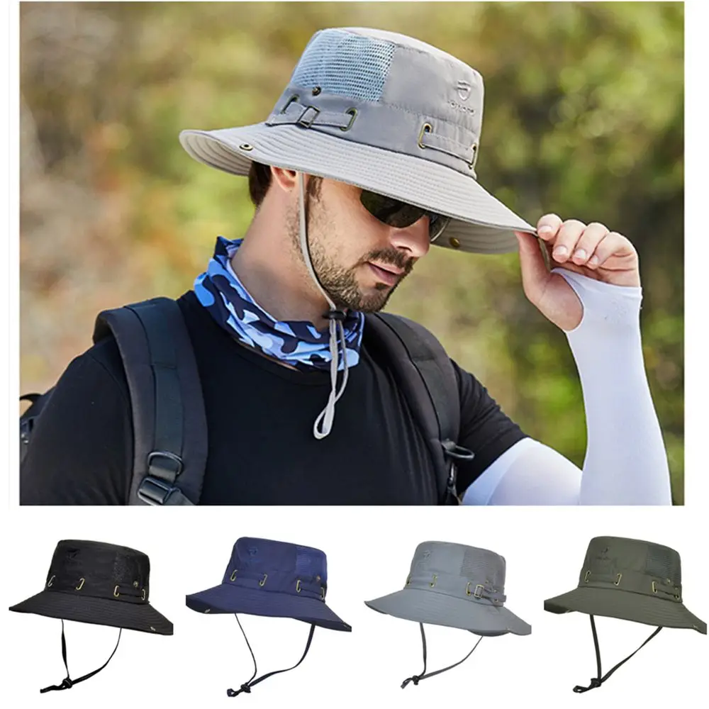 Men Women Sun protection Mens travel hat Big brim Wide Brim Solid color Pot hat Fisherman hat Bucket Hat Sun Hat