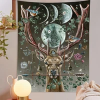 moon phase animal tapestry kawaii wall hanging deer bird tree fruit tapestry aesthetic room decor background cloth ceiling