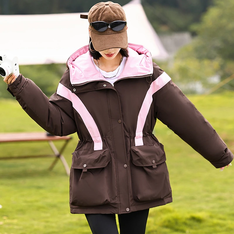 Пуховик-карго одежда на хлопковой подкладке зимняя для девочек новинка 2024