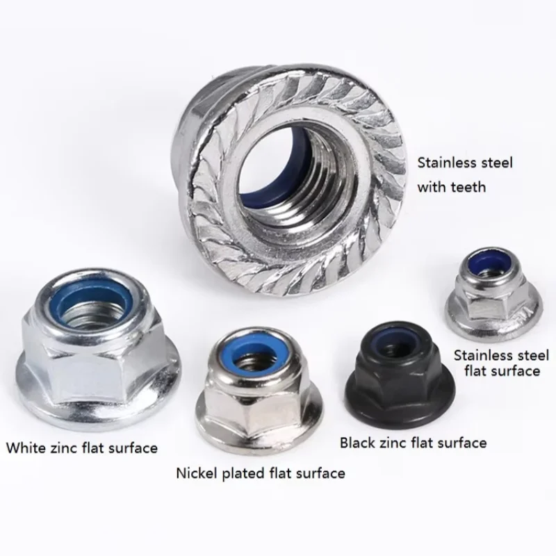 

Нержавеющая сталь 304, углеродистая сталь, шестигранный фланец, нейлоновая вставка, стопорная гайка M3 M4 M5 M6 M8 M10 M12, самоблокирующаяся нейлоновая стопорная гайка с подушкой