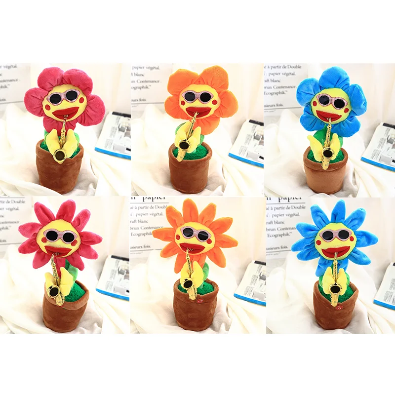 Горячая Распродажа электрическая плюшевая кукла в виде подсолнуха 80 песен