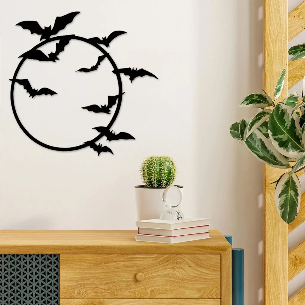 Металлическая Летающая Летучая Мышь Настенный Художественный Декор Тема