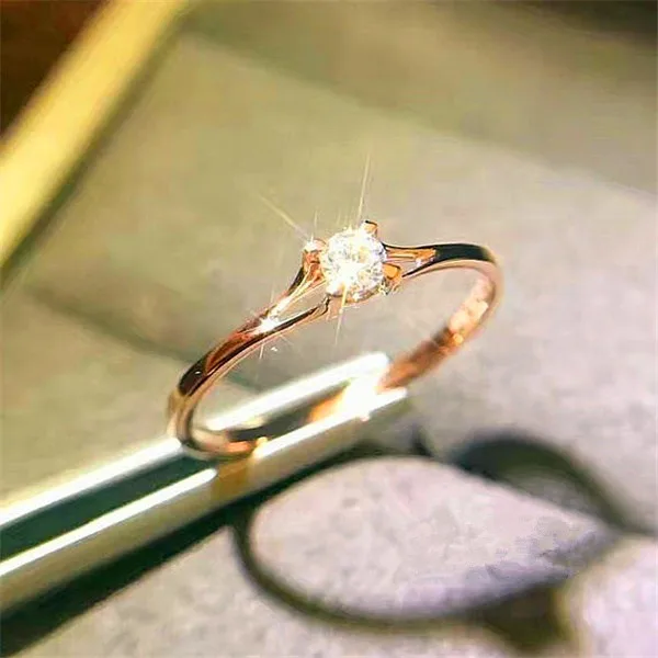 

Milan Girl Crystal Zircon Ring Cute Small Silver Rose Gold Finger Ring Women's Commitment Engagement Simple Ring Fashion Jewelry