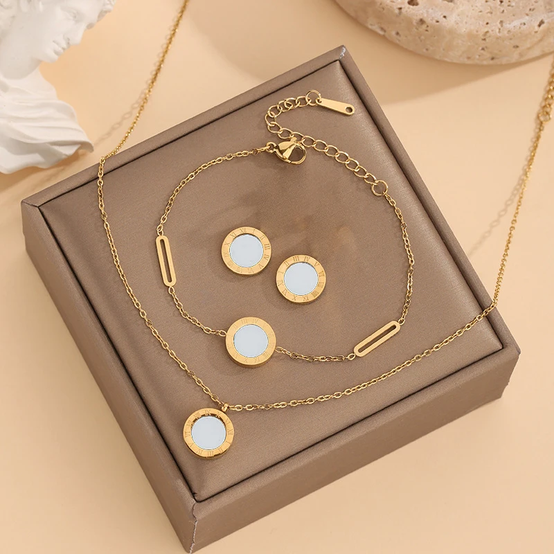 Комплект из колье и серёг нержавеющей стали