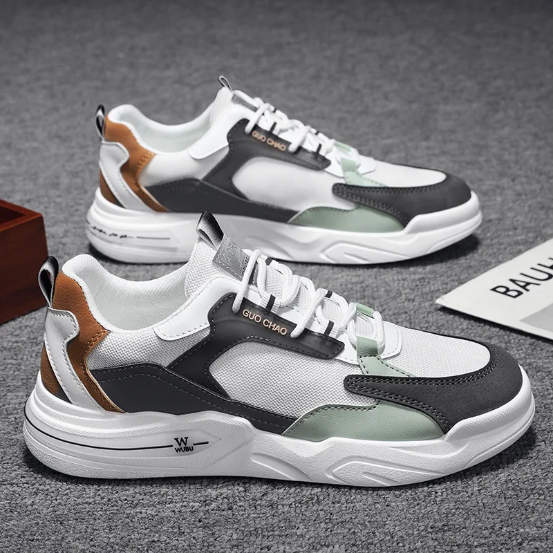Men Sneakers Trendy White Breathable Casual Sports Shoes Male Platform Lace Up Trend Lightweight Running Shoe Fashion Streetwear