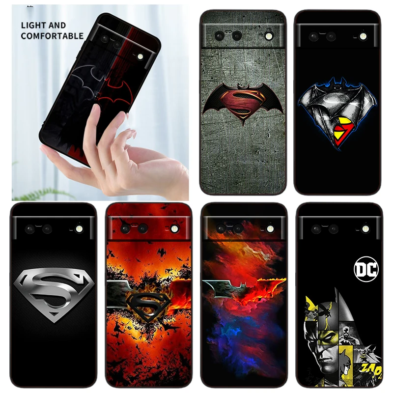 

Silicone Cover Batman Superhero Superman Art Phone Case For Google Pixel 7 6 Pro 6A 5A 5 4 4A XL 5G Black Shell Soft Fundas Capa