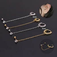 biliear 1pce 2022 fashion gold zircon women helix cartilage earrings double ear piercing tassel stainless steel hoop earrings