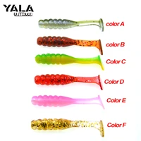 15pcsbag fishing lure screw t tail grub dual color fish soft bait power bait artificial worm lures 5cm 1 5g 6 colors