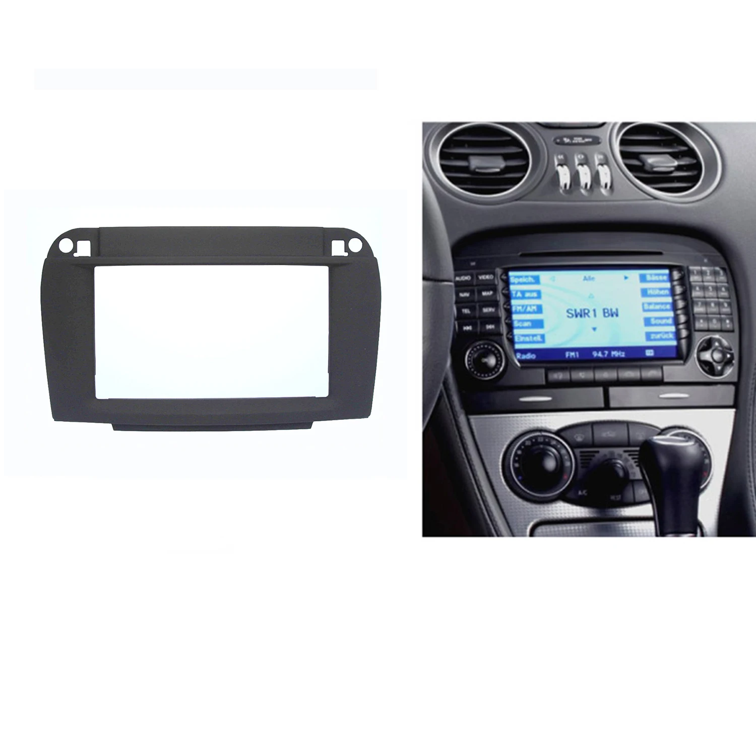 Double 2 Din Stereo Panel for BENZ S-CLASS W220 Coupe C215 2002-2006 Fascia Radio Refitting Dash Installation Kit Face Frame images - 6