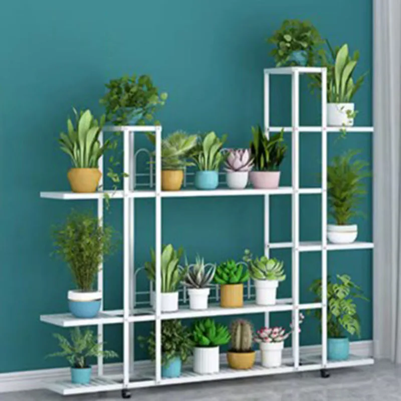 

Garden Metal Iron Plant Shelf High Quality Backdrop Tiered Balcony Flower Shelf Ladder Patio Estante Madera House Accessories
