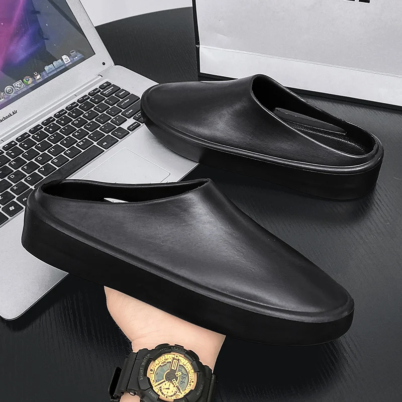 

Thick Heel Men Slippers Outdoor Summer Non-slip Soft Sole Flip Flops Bathroom Indoor Shoes Women Beach Fashion Walking Slides