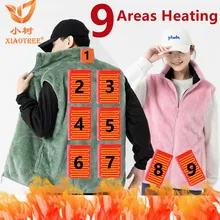 9 Areas Heated Fleece Vest Men Women Heated Winter Usb Heating Vest Self Heating Thermal Vest Heating Down Warmte Fleece Vest