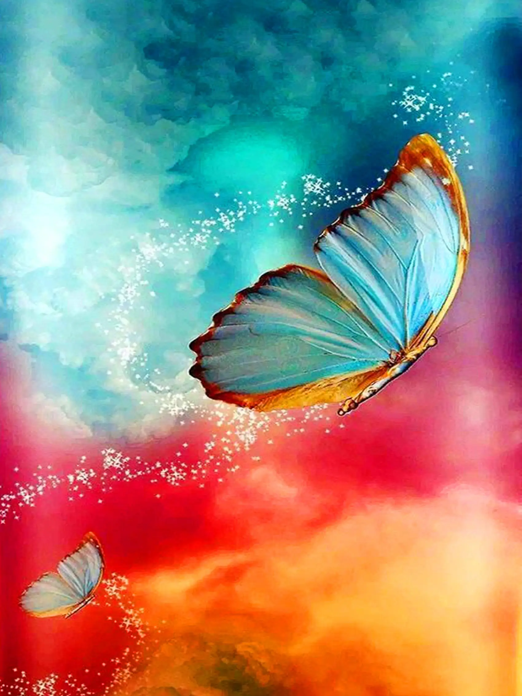 

5D Diamond Painting Kits Color Butterfly Round Full Drill, DIY Diamonds Art Insects Animals for Home Office Wall Crafts