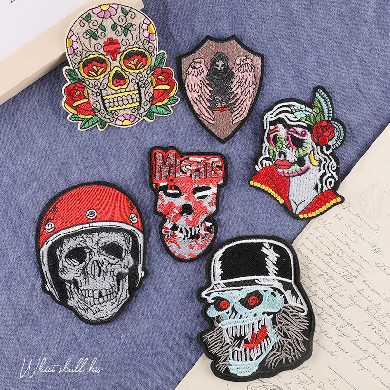 

1 Pcs New Punk Skull Devil Embroidered Fabric Patch DIY Denim Jacket Jacket Biker Clothing Decoration Iron Sticker For Clothing